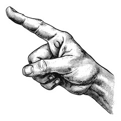 hand gesture in old engraving style for drawing reference