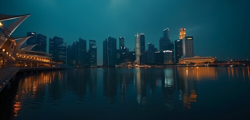 city harbor at night