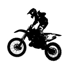 Fototapeta premium Silhouette Motocross jumps in the air black color only