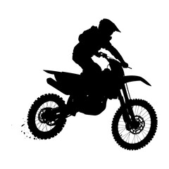 Silhouette Motocross jumps in the air black color only