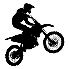 Fototapeta premium Silhouette Motocross jumps in the air black color only