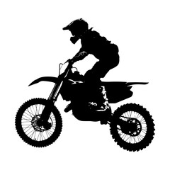 Obraz na płótnie Canvas Silhouette Motocross jumps in the air black color only