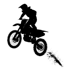 Obraz na płótnie Canvas Silhouette Motocross jumps in the air black color only