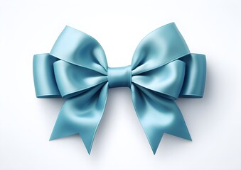 blue Ribbons with Bow on white background generative ai
