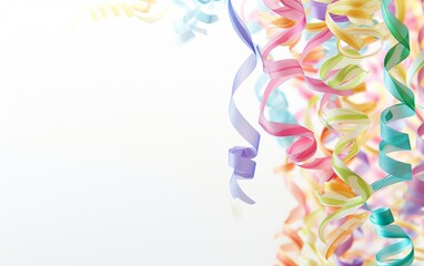 Colorful streamers on white background