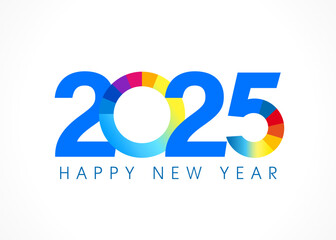 2025 Happy New Year colored chart logo. Creative New Year business concept for greeting card or calendar cover. Vector illustration