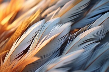 Up-close view of a bird's feathers in the wind