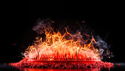Burning incense sticks on black background with copy space for text