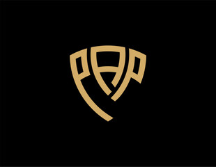 PAP creative letter shield logo design vector icon illustration	