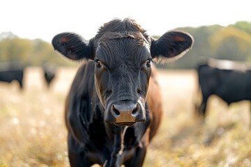 Cow well cared for free in the field. Cattle in their natural habitat.