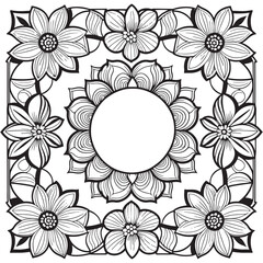 Fototapeta na wymiar Luxury floral outline drawing coloring book pages line art sketch