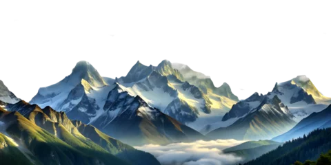 Küchenrückwand glas motiv snowy mountain landscape and mountain peaks in the highland alps  © fikret