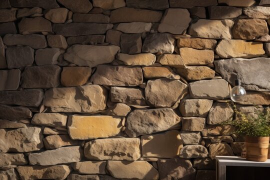 Loosely Stacked Stone Wall Horizontal Background Image