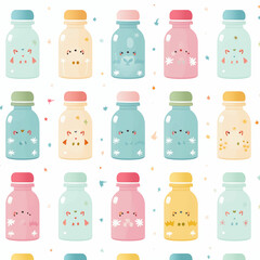 Pattern with Assorted Kids Jars With Unique Designs. Generative AI.