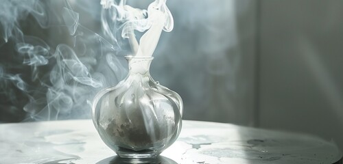 Wisps of fragrant mist rise from a sculpted glass bottle, evoking memories of distant lands.