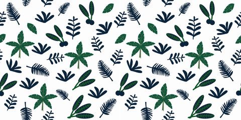 Vector seamless floral background. leaf pattern Seamless pattern hand-drawn with tropical leaves. Background for printing on environmental topics.