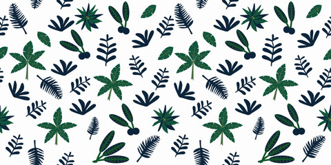Vector seamless floral background. leaf pattern Seamless pattern hand-drawn with tropical leaves. Background for printing on environmental topics.
