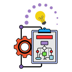 product, process and business model innovation concept, vector  design, self improvement at workplace Symbol, business motivation Sign, goal-directed behavior stock illustration