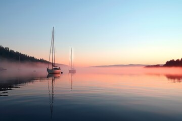 The serenity of a calm bay at dawn