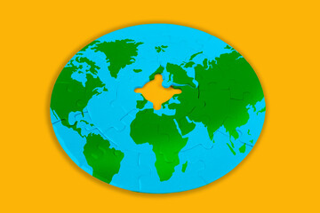 The Incomplete Puzzle of Earth: Jigsaw Map with Missing Element