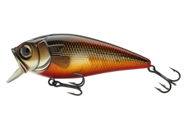 A spinning rod fishing wobbler, used for catching fish, showcased against a clean white background. Isolated