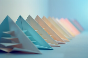 a paper triangle viewed from the side in the style of
