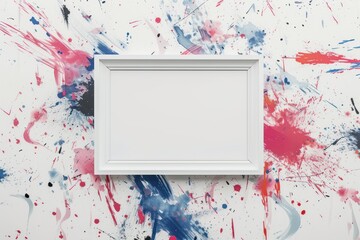 Abstract Wall Art Mockup with Artistic Elements Blank Frame Surrounded by Paint Splatters and Brush Strokes