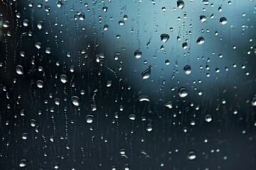 A close up of raindrops on a windowpane reflecting the dynamic play of light and shadow