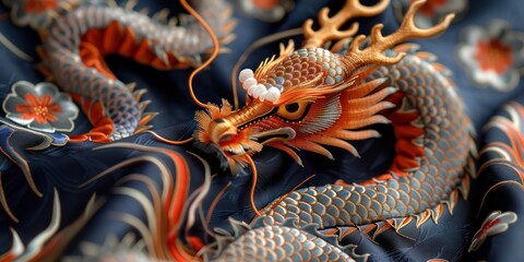 Japanese kimono pattern, close-up view revealing a mesmerizing array of intricate designs.