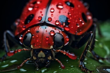 Fototapeta premium A detailed shot of a ladybug's intricate spots