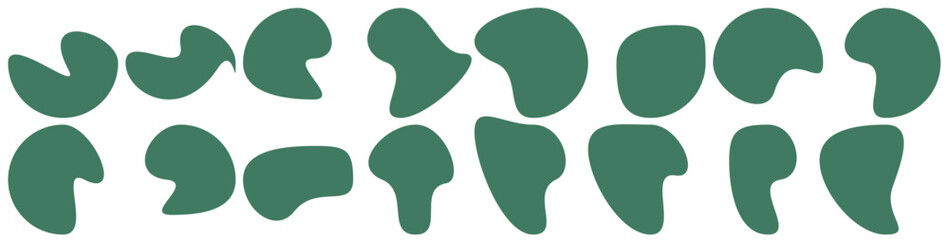 Random blob shapes. Organic blobs set. Rounded abstract organic shapes collection. Shapes of cube, pebble, inkblot, amoeba, drops and stone silhouettes.