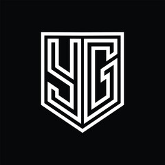 YG Letter Logo monogram shield geometric line inside shield isolated style design