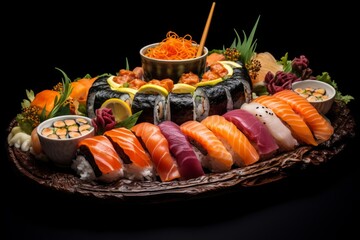 A meticulously crafted sushi platter