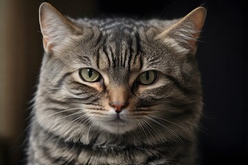Portrait of a beautiful gray-striped cat close-up
