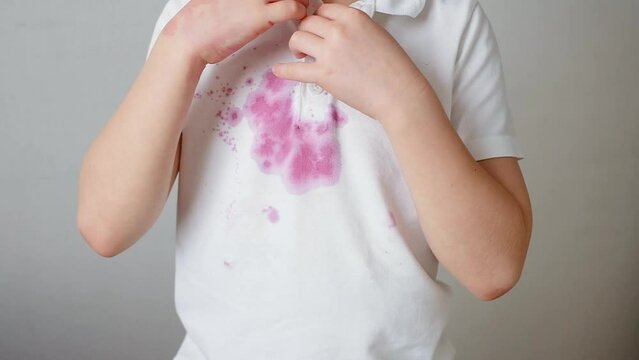 Dirty juice or food stains on a white shirt
