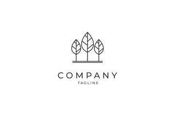 tree logo line art vector illustration