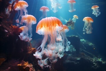 Fototapeta na wymiar Enchanting sea jellyfish in a serene underwater display