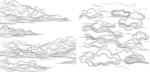 Continuous line drawing. Clouds