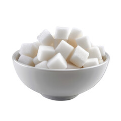 Sugar cubes in a bowl isolated on white background

