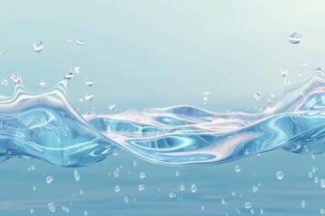 Nature's clarity: Mineral water's pristine surface provides a tranquil backdrop with copious copy space. Refreshing purity for your design needs.