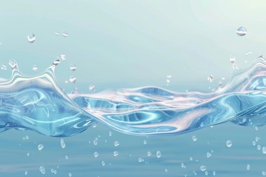 Nature's clarity: Mineral water's pristine surface provides a tranquil backdrop with copious copy space. Refreshing purity for your design needs.