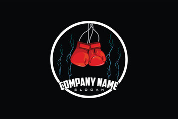 Logo for a boxing with two gloves and ring.