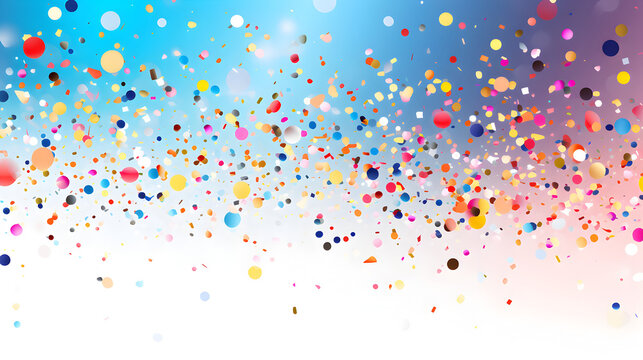 Multicolored confetti flying in the air on light background,,
Vector birthday party background with colorful flying paper confetti