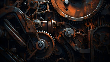 Gears in the style of steam punk,,
A close up of a bunch of rusty gears