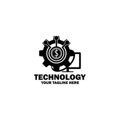 Abstract Initial Logo. Black color isolated on White Background. Technology  Branding Logos. Flat Vector Logo Design Template Element icon.