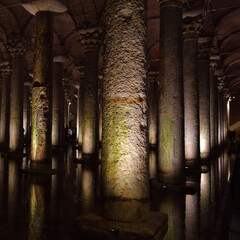 The Basilica Cistern, or Yerebatan Sarayi, is the ancient underground water reservoir beneath Istanbul city, Turkey - 737300308