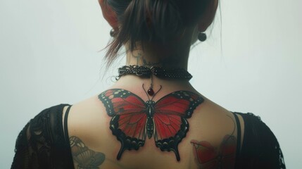 Woman with butterfly tattoo