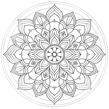 Minimalistic Mandala Lotus Line Art Vector SVG

