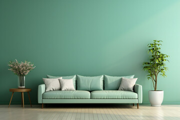 luxury pastel green modern living room,ai generated