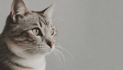 Obraz premium Portrait of a healthy domestic cat in black and white, pets portrait